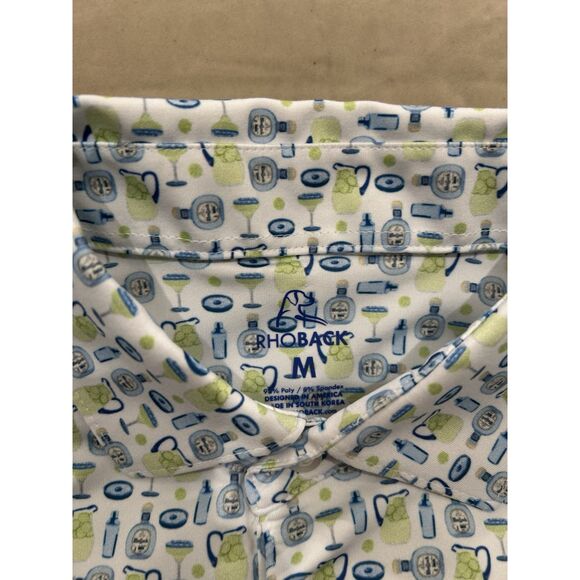 Rhoback Mens Medium Tequilla Margarita Print Pattern Golf Polo Shirt - Picture 3 of 7